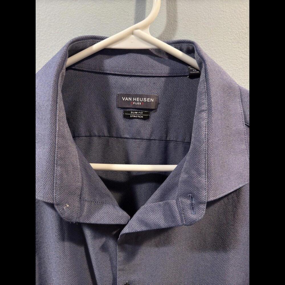 Mens Van Heusen Flex Slim Fit Stretch Long Sleeve Button Up Shirt, Size XL. Blue - Picture 3 of 3